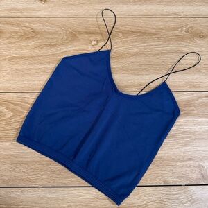 Free People Blue Fitted Crop Camisole Top